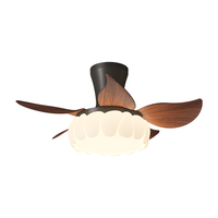 Ventilateur de plafond moderne en bois de noyer avec lumière LED, télécommande intelligente, design pliable, corps de lampe en ABS, moteur DC