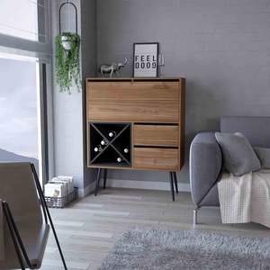 Armoire de bar DB en acajou/noir finition wengue avec deux tiroirs Octupos Design - Product Image 1
