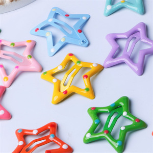 कोरियन प्यारा कैंडी रंग ड्रिप तेल पांच-नुकीले स्टार हेयरपिन 5 सेमी मेटल बी क्लिप स्वीट ऑल मैच गर्ल बैंग्स - Product Image 3