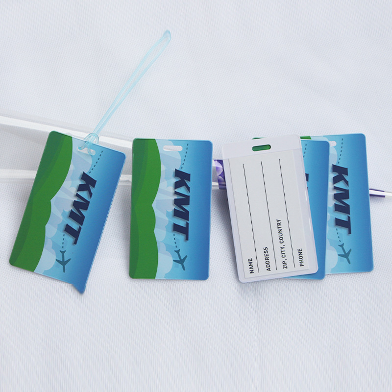 Free Design Custom Printed PVC Luggage Tag with Transparent Elastic String Plastic Printing