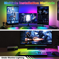 Luz Nocturna Ambiental RGB con Interruptor/Control Remoto, Lámpara de Mesa USB Regulable, Retroiluminación para Smart TV, Monitor de Juegos, Ritmo Sinfónico
