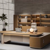 Scrivania Direzionale a L in MDF di Lusso Moderna per CEO e Manager