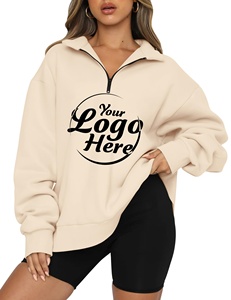 Sweat-shirt à capuche en polaire surdimensionné personnalisé imprimé respirant anti-rides pour femmes d'hiver à demi-zip tendance - Product Image 1
