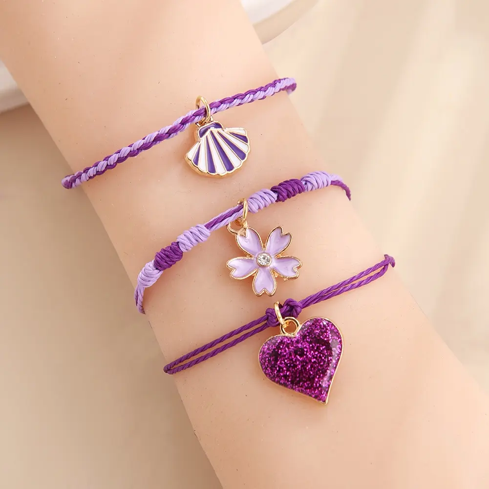 Custom Multistyle Zinc Alloy Charms Crown Flower Grape With Braided Rope Adjustable Bracelets