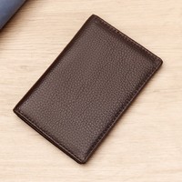 Dompet Lipat dua Pria Wanita, dompet saku depan hitam kulit asli, kopi, Super tipis, pria wanita