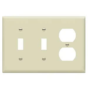 Combination Triple Gang Wall Plate Double Toggle Switch Single Duplex Receptacle Cover rhinestone Plate 3-Gang C660D1T2-I Ivory