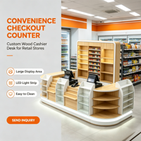 Comptoir de caisse moderne en bois pour supermarché avec armoire arrière, vitrine de présentation pour tabac et vin, bureau de caisse pour magasin de proximité