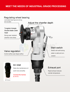 45 độ chamfer công cụ chèn 90 với máy cắt tỉa không khí deburring đầu tay pneumat DEBUR - Product Image 2