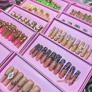 <span class=keywords><strong>Uñas</strong></span> Acrílicas <span class=keywords><strong>de</strong></span> Lujo, 10 Piezas, Diseño Cuadrado con Diamantes, Hechas a Mano, Set <span class=keywords><strong>de</strong></span> <span class=keywords><strong>Uñas</strong></span> Postizas Personalizadas para Dedos, Marca Privada OEM ODM - Product Image 3