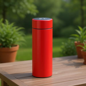 Thermos intelligent avec affichage numérique, thermos en aluminium rouge, hauteur de 17 cm, batterie rechargeable intégrée, isolation thermique de 0 à 6 heures - Product Image 2