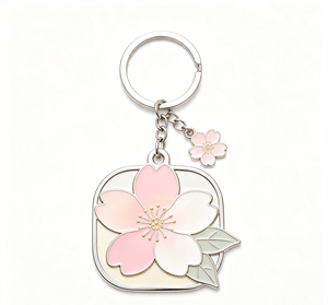 <b>Custom</b> Enamel Metal Key Chain Cherry Blossom Key Ring Zinc Alloy Pendant Gift for Bag and Keys - Product Image 1