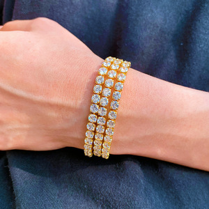 RAKOL BP5119 mazon Luxury Gold Plated 3mm 4mm 5mm Round Square Cubic Zirconia Pulsera de tenis para hombre - Product Image 3