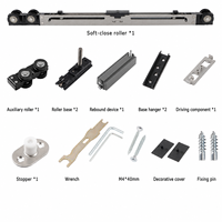 Kit de quincaillerie pour porte coulissante linéaire, rail dissimulé de 15,5 mm, rail coulissant à pousser/tirer de 100 kg pour porte en bois