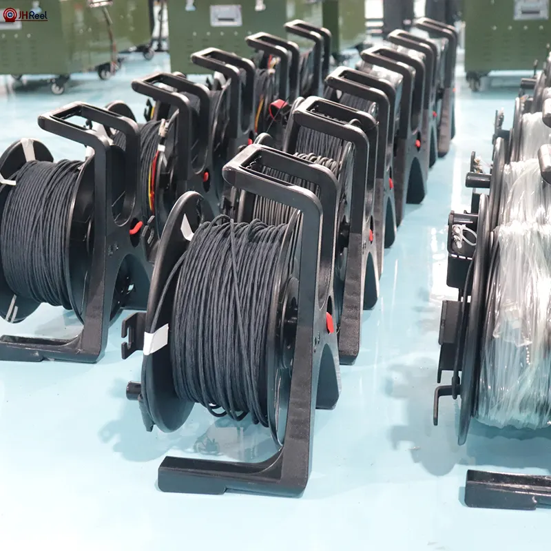 Drum System Unbreakable fiber cable reel with Winder 235 mm Empty Cable Drums reel rack mechanical cable reel