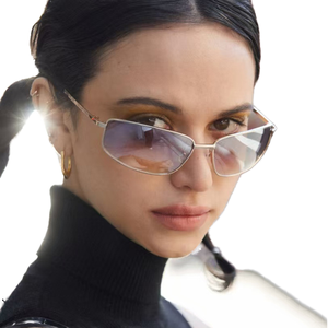 Lunettes de soleil ovales vintage tendance 2026 personnalisables avec logo, protection UV400, monture métallique argentée, style Y2K pour femmes et hommes - Product Image 1
