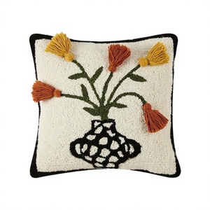 Floral Handmade Indian Cotton Luxury Woven Tufted <b>Sofa</b> Cushion Cover Household <b>Pillow</b> Cases Eco-Friendly Custom OEM Wholesale - Product Image 1