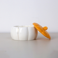 Pot de rangement en céramique en forme de citrouille avec couvercle, vente en gros, décoration personnalisée pour la maison, organisateur de table, pot à épices pour la cuisine