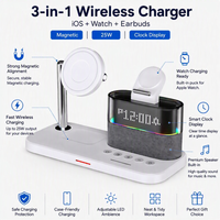 Chargeur sans fil magnétique 3-en-1 pour iPhone, pour Watch, avec affichage de l'heure, support de charge rapide 25W, lieu d'origine