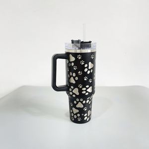 Gobelet isotherme en acier inoxydable à double paroi, imprimé patte de chat, 40 oz (1200 ml), pour café, vente en gros - Product Image 4