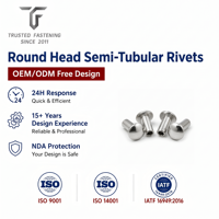 Rivets semi-tubulaires à tête ronde personnalisés TianFang pour la production d'accessoires marins, acier oxydé noir, fourniture OEM ODM, directement de l'usine