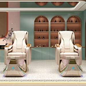 Nouveau fauteuil de pédicure de luxe moderne pour salon de manucure, fonction massage, conception sans tuyauterie, aucune plomberie requise, avec bol de pédicure inclus. - Product Image 4