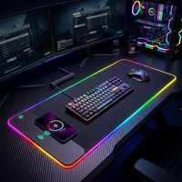 Grand tapis de souris de jeu RGB magnétique, lumineux, étanche, personnalisable, en caoutchouc, avec recharge sans fil, pour gamer, format compact