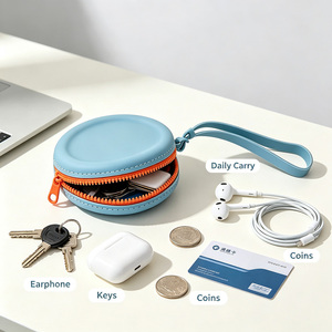 Pochette de voyage en silicone personnalisée sans BPA, étanche, mini étui de rangement à fermeture éclair pour clés, écouteurs, friandises pour animaux, OEM ODM, échantillon gratuit - Product Image 3