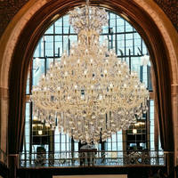 Grand lustre en cristal pour hall d'hôtel, salle de banquet, lustre en cristal de grande taille pour plafonds hauts, villa, lustre long, large et de grande taille