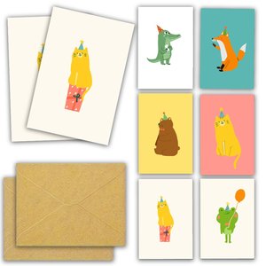 Cartes de vœux d'<span class=keywords><strong>anniversaire</strong></span> sur le thème des animaux mignons, cartes d'<span class=keywords><strong>anniversaire</strong></span> personnalisées pour femmes avec enveloppes, cartes de fête festives - Product Image 1