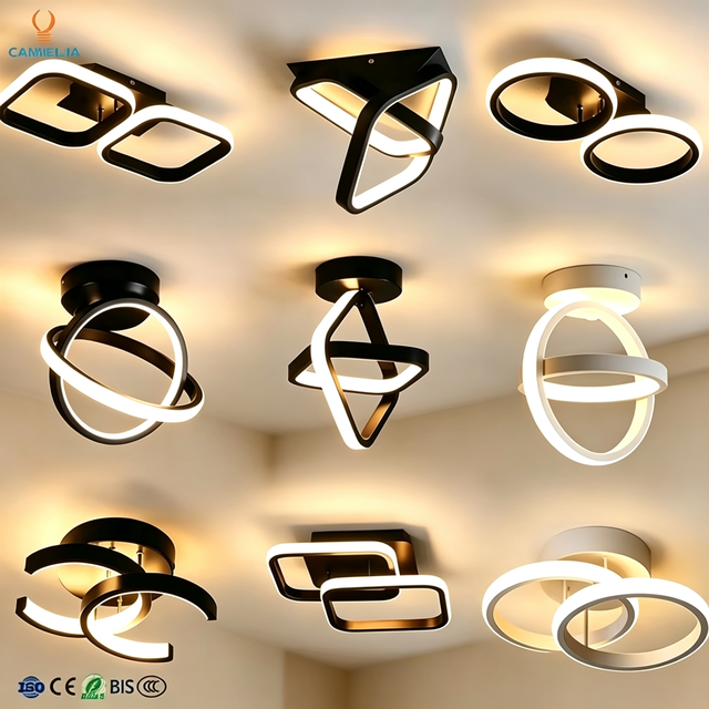 Modern Minimalist Geometric Ring LED Ceiling Light Surface Mount Lamp for Hallway Corridor Porch Balcony Home Indoor Decoration