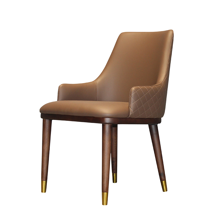 wooden chair with brown leather for restaurant