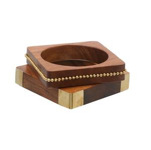 Nuevo Conjunto elegante de pulseras y brazaletes de moda con acabado de madera marrón Natural de buena calidad, productos de joyería artesanal - Product Image 4