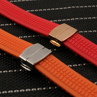 Bracelet de montre en silicone élastique respirant de haute qualité, multicolores, avec boucle en acier inoxydable argenté pliable