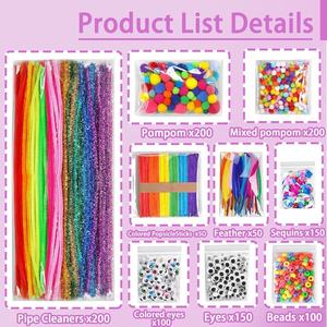 ชุดของเล่นเสริมพัฒนาการเด็ก ชุดงานฝีมือ DIY อุปกรณ์ศิลปะ ชุดก้านเชนิลล์พลาสติก ชุดทำมือสำหรับชั้นเรียนและชุดของขวัญ ลูกปอมปอม ตาตุ๊กตาขนาดใหญ่ - Product Image 2