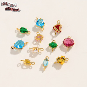 Pendentifs en zircon coloré de Nantong, en forme de cœur, ovale, goutte d'eau, en verre, accessoires de bijoux DIY pour la fabrication de bracelets - Product Image 2