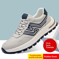 Chaussures pour hommes en cuir de vachette de première qualité, chaussures pour hommes à semelle épaisse en caoutchouc, chaussures décontractées de style sportif à la mode et polyvalentes, vente en gros