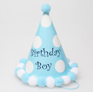 <span class=keywords><strong>Happybirthday</strong></span> Rosa y azul Venta al por mayor Bola de felpa Sombrero de cumpleaños Sombreros de fiesta de cuerno de cumpleaños para niños - Product Image 4