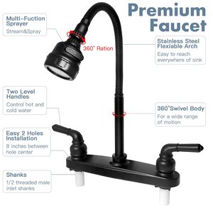 Dual-Handle Cold Hot Plastic Wall-Mounted <strong>RV</strong> Kitchen <strong>Faucet</strong> 360-Degree Rotating Double-Interface Sink Bright Chrome Plated - Product Image 3
