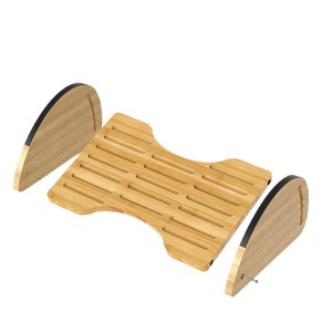 Bamboo <b>Footstool</b> Ergonomic Design For Office Use Adjustable Wood Foot Rest <b>Pad</b> Semicircular Shape Freestanding - Product Image 5