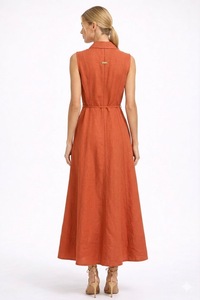 SHENGFU Abito Lungo <span class=keywords><strong>Estivo</strong></span> da Donna Senza Maniche con Bottoni, Elegante e Casual, con Cintura in Vita - Product Image 2