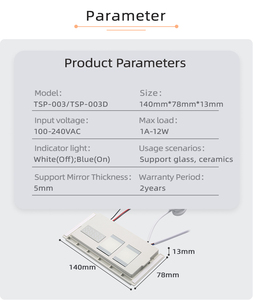 Interruptor Táctil para Espejo LED Shinechip con 2 Teclas, Regulador de Intensidad, Reloj, Fecha, Temperatura, Antivaho - Product Image 3