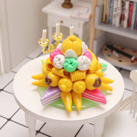 Plateau miniature en argile pour fruits, modèle de nourriture miniature, design porte-bonheur, accessoires de décoration pour maison de poupée DIY