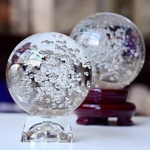 Usine en gros K9 boule de guérison en cristal 60/80/100mm personnalisé gravé au Laser Style Feng Shui sphère en verre avec support en <span class=keywords><strong>bois</strong></span> - Product Image 4