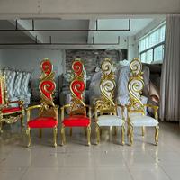 Sillón Individual de Lujo Rojo Dorado, Respaldo Alto, Clásico, para Banquetes, Bodas, Trono Real, Silla de Rey y Reina