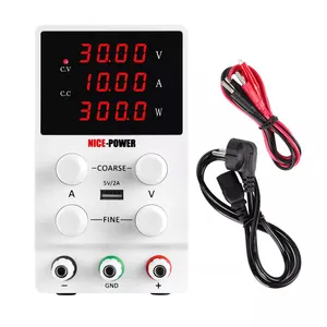 30V/10A 4-Digits Displaying Adjustable Regulated Switching DC Lab Bench Power Supply with 5V/2A Output Interface