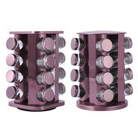 Lai — pot à épices rotatif en acier inoxydable, ensemble de 12 supports de rangement roulants pour la cuisine, avec bouteille en verre, support en métal