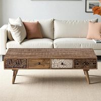 Table basse minimaliste en bois massif pour salon, mobilier en bois de qualité supérieure avec structure robuste et surface lisse