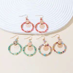 Factory direct ethnic ring bead hoop earrings capturing online celebrity aura goddess charms with exaggerated dangly accessories