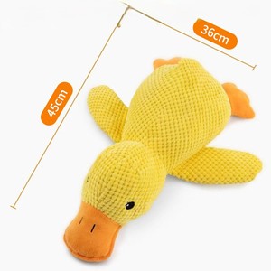 Hete Aanbieding Zachte Pluche Katoenen Cartoon Gele Eend Piepend Hondenspeelgoed Duurzaam Kauwbaar Interactief Slaapmaatje - Product Image 1