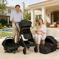 Poussette double de luxe OEM ODM pour bébés et tout-petits, pliable et portable, pour jumeaux, avec planche de marche intégrée